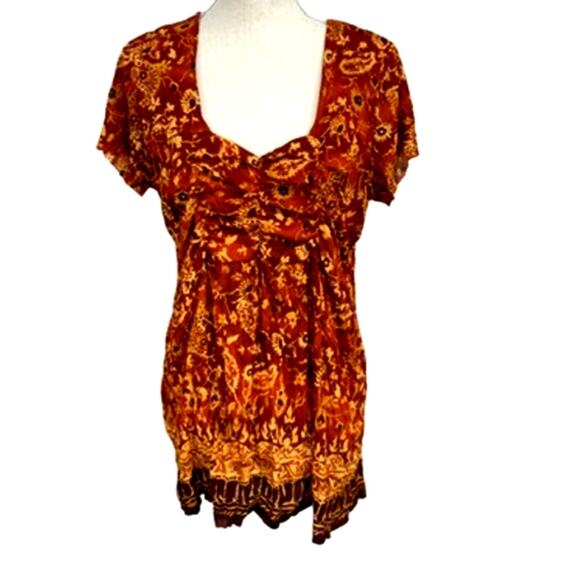 "Venezia" Shirt Y2K, Babydoll, Fall Fairy, Boho, Gypsy, Paisley, L ?, VINTAGE - Picture 1 of 9
